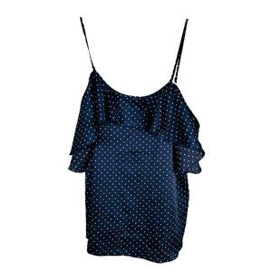 Victoria’s Secret Size Small Navy Polka Dot Top Flutter Off Shoulder Ruffle